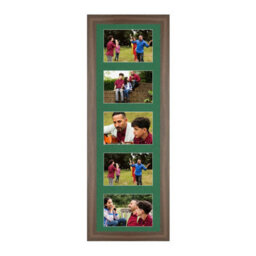 AK Frames 26X8 Walnut Sleek Multi Photo Frame With Emerald Mount - Holds 5 Apertures (5X) 6X4 Photos - thumbnail 1
