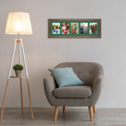 AK Frames 26X8 Walnut Sleek Multi Photo Frame With Emerald Mount - Holds 5 Apertures (5X) 6X4 Photos - thumbnail 3