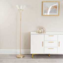 Valuelights Maya 3 Way Curved Arm Brushed Gold Floor Lamp For Living Room Lounge Hallway Light - Led Bulbs Included - thumbnail 5