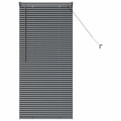 Berkfield Modern Window Blind With Curtains Manual Dark Grey Aluminium