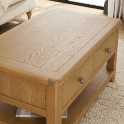 The Furniture Market Cotswold Rustic Smoked Oak 2 Drawer Coffee Table With Shelf - thumbnail 5
