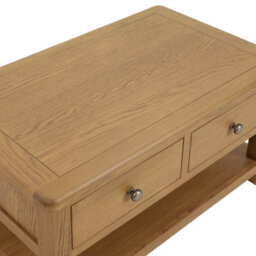 The Furniture Market Cotswold Rustic Smoked Oak 2 Drawer Coffee Table With Shelf - thumbnail 6