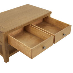The Furniture Market Cotswold Rustic Smoked Oak 2 Drawer Coffee Table With Shelf - thumbnail 7