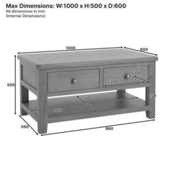 The Furniture Market Cotswold Rustic Smoked Oak 2 Drawer Coffee Table With Shelf - thumbnail 9