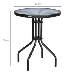 Wyld Haus Rano 60Cm Round Metal Bistro Table With Tempered Glass Top - Black - thumbnail 3