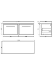 Hudson Reed Lille Wall Hung Two Drawer Contemporary Vanity Unit With Marble Worktop In Bleached Oak, 1210 X 460mm - thumbnail 4