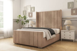 "Sloomy Hargrave Mink Naples Bed Frame With Mattress With 50""  Upholstered Wingback Headboard 3' Single" - thumbnail 2