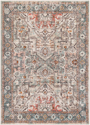 Livabliss Ankara-Vintage Grey Red Traditional Boho Living Dining Bedroom Rug 160 X 213 Cm Easy Care, Non Shedding - image 1