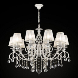Luminosa Lighting Luminosa Grace Chandelier White With Gold & Crystal, 10 Light, E14 - thumbnail 4