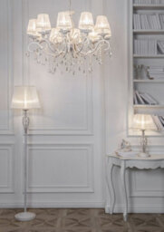 Luminosa Lighting Luminosa Grace Chandelier White With Gold & Crystal, 10 Light, E14 - thumbnail 3