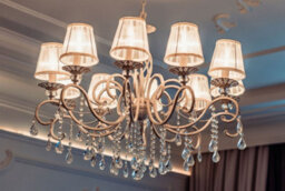 Luminosa Lighting Luminosa Grace Chandelier White With Gold & Crystal, 10 Light, E14 - thumbnail 1