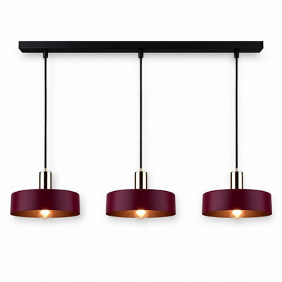 Luminosa Lighting Luminosa Wine Bar Pendant Ceiling Light Black, Burgundy, Gold 3X E27 - image 1