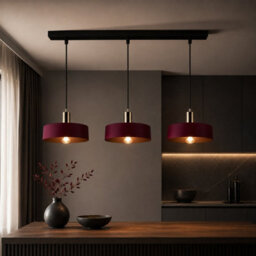 Luminosa Lighting Luminosa Wine Bar Pendant Ceiling Light Black, Burgundy, Gold 3X E27 - thumbnail 2