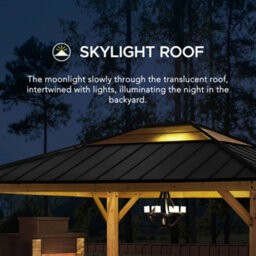 Sunjoy Outdoor Cedar Wood Gazebo Ernir - 393Cm X 452Cm, Anthracite - thumbnail 3