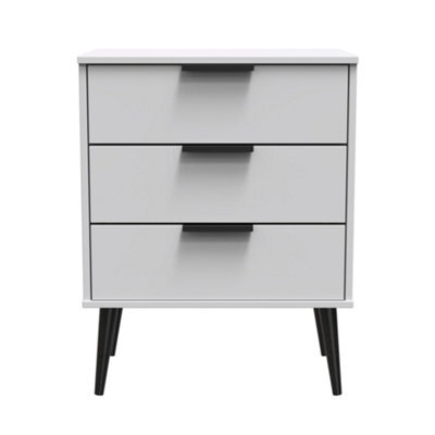 Hong Kong Ready Assembled Matt Grey No Effect 3 Drawer Chest (H)740mm (W)575mm (D)395mm - image 1