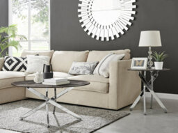 Furniturebox Novara Coffee Table - Round Grey Marble Glass And Silver - Round Coffee Table - Glass Coffee Table - thumbnail 2