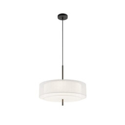 Luminosa Lighting Luminosa Bergamo Modern Cylindrical Pendant Ceiling Light Black 5Xe27 White Shade - thumbnail 1