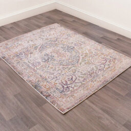 White Yellow Traditonal Abstract Floral Rug Easy To Clean Dining Room-66Cm X 100Cm - thumbnail 2