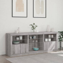 Berkfield Sideboard With Led Lights Grey Sonoma 181.5X37X67 Cm - thumbnail 4