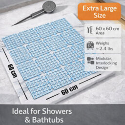 Shopnbits Non Slip Large Square Bath Mat For Bathroom & Bathtub, Large Shower Mat With Strong Suction Cups, Quick Drain Anti Slip - thumbnail 4
