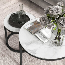 Homcom Glass Coffee Table Set Of 2, Round Nest Of Tables, White - thumbnail 8