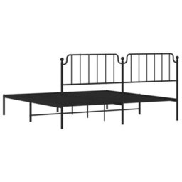 Berkfield Metal Bed Frame Without Mattress With Headboard Black 193X203Cm - thumbnail 7