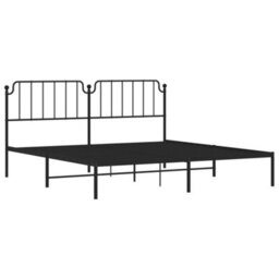Berkfield Metal Bed Frame Without Mattress With Headboard Black 193X203Cm - thumbnail 4