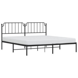 Berkfield Metal Bed Frame Without Mattress With Headboard Black 193X203Cm - thumbnail 3
