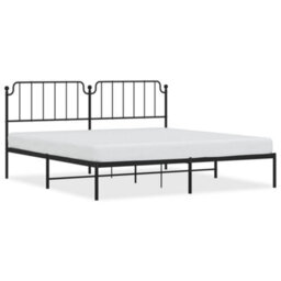 Berkfield Metal Bed Frame Without Mattress With Headboard Black 193X203Cm - thumbnail 2