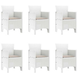 Berkfield Garden Dining Set 7 Pcs White Polt Rattan - thumbnail 5