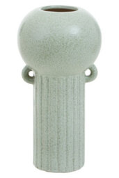 Orsina Small Green Stoneware Vase, Flower Vase With Modern Edge, Unique Green Vase, Decorative Home Accessory - thumbnail 1