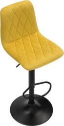 Lamboro Verona Velvet Kitchen Bar Stools, Matt Black Stem & Base, Height Adjustable Gas Lift With Backrest, Breakfast Bar Stool - Yellow - thumbnail 4