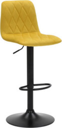 Lamboro Verona Velvet Kitchen Bar Stools, Matt Black Stem & Base, Height Adjustable Gas Lift With Backrest, Breakfast Bar Stool - Yellow - thumbnail 1