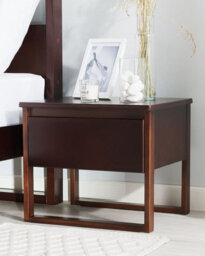 Beliani 1 Drawer Bedside Table Giulia Pine Wood Dark Brown - thumbnail 2