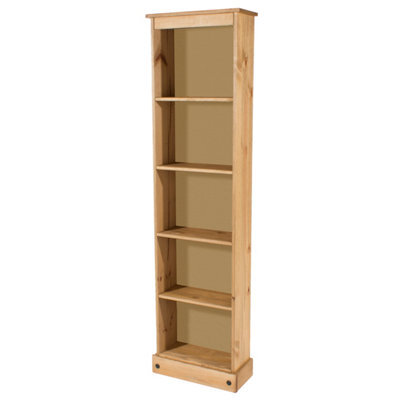 Core Products, Premium Corona Tall Narrow Bookcase, Antique Waxed Pine H176.0Cm X W46.0Cm X D20.0Cm - image 1