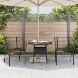 Garden Chairs 2 Pcs Black Poly Rattan - thumbnail 3
