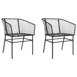 Garden Chairs 2 Pcs Black Poly Rattan - thumbnail 2