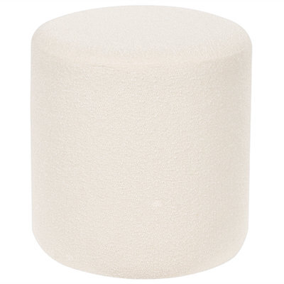 Wyld And Coco White Bouclé Round Pouffe 39 X 39 X 41 Cm - Footstool And Extra Seat For Living Room - image 1