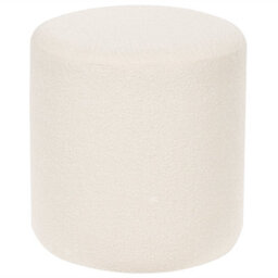 Wyld And Coco White Bouclé Round Pouffe 39 X 39 X 41 Cm - Footstool And Extra Seat For Living Room - thumbnail 1