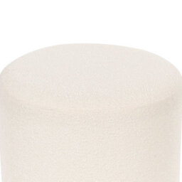 Wyld And Coco White Bouclé Round Pouffe 39 X 39 X 41 Cm - Footstool And Extra Seat For Living Room - thumbnail 5