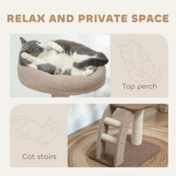 Pawhut Cat Tower With Sisal Scratch Post, Ball, Perch, Stairs, 88Cm, Brown - thumbnail 5