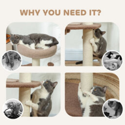 Pawhut Cat Tower With Sisal Scratch Post, Ball, Perch, Stairs, 88Cm, Brown - thumbnail 6