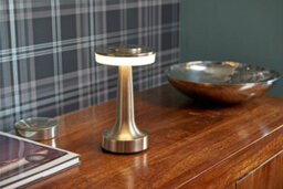 Auraglow Rechargeable Led Cordless Table Lamp - Waldorf - Satin Nickel - thumbnail 2