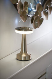 Auraglow Rechargeable Led Cordless Table Lamp - Waldorf - Satin Nickel - thumbnail 4