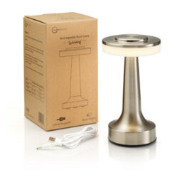 Auraglow Rechargeable Led Cordless Table Lamp - Waldorf - Satin Nickel - thumbnail 1