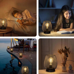 Cordless Led Metal Cage Lantern Table Lamp Battery Operated Set Of 2 - thumbnail 4