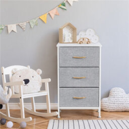 Yaheetech Fabric Chest Of Drawers With 3 Drawers Light Grey - thumbnail 3