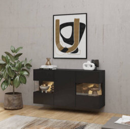 Arte Ava 25 Black Matt Display Sideboard Cabinet - W1200mm X H620mm X D350mm - Stylish Storage Solution - thumbnail 4