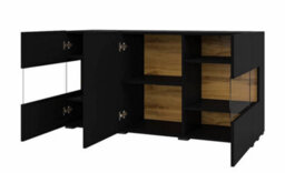 Arte Ava 25 Black Matt Display Sideboard Cabinet - W1200mm X H620mm X D350mm - Stylish Storage Solution - thumbnail 2