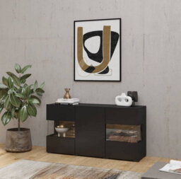 Arte Ava 25 Black Matt Display Sideboard Cabinet - W1200mm X H620mm X D350mm - Stylish Storage Solution - thumbnail 3